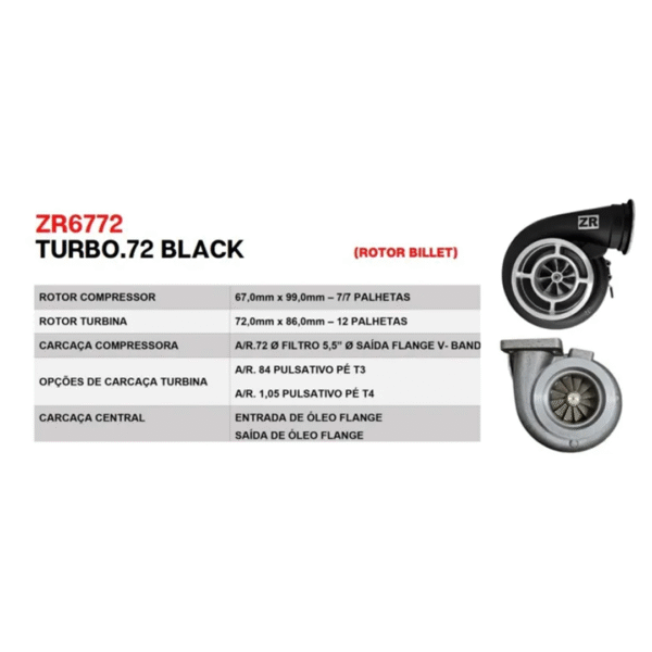 Ficha Técnica Turbina ZR .72 6772 Pulsativa V Band