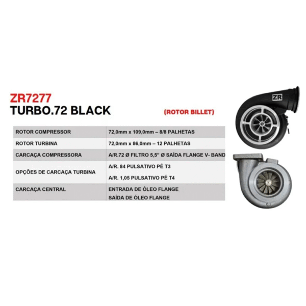 Ficha Técninca Turbina ZR .72 7277 Pulsativa V Band Frente